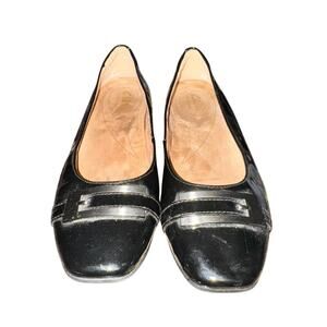 Clarks Candra Glare Ballet Flats Women's Sz 7 Black Patent Leather Buckle Shoes